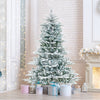 6 Feet Snow Flocked Artificial Christmas Tree with Cool White LED Lights - Gallery View 1 of 10