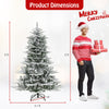 6-foot snow flocked artificial Christmas tree with cool white LED lights, featuring a sturdy metal base for holiday.
