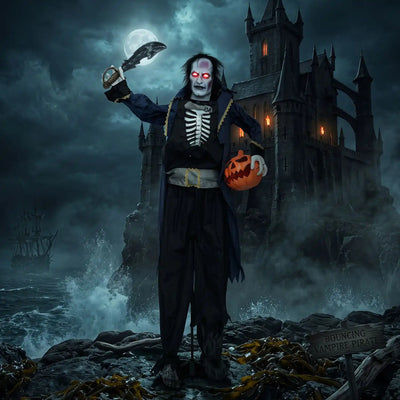Costway 6' Animated Halloween Vampire Pirate Decoration Pop-Up Head 89414793 New