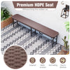 Brown 6 ft plastic folding bench with rattan-like texture, 1320 lbs capacity, ideal for outdoor events and easy to.