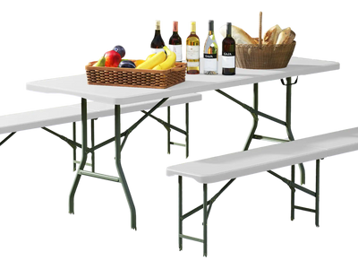 Costway 6' Portable Fold-in-Half Folding Table 350 lbs White 74386951 New