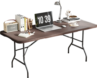 Costway 6' Portable Folding Picnic Table Rattan-Like HDPE Brown 78342156 New