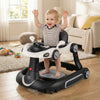6-in-1 baby walker in white with removable canopy, music, and adjustable height for versatile play and exploration.
