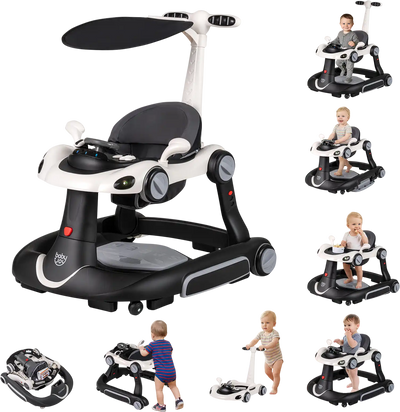 Costway 6-in-1 Baby Walker Portable Activity Center Bouncer Rocker w/ Canopy Music 53201048 New