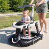 Baby walker with removable canopy and handlebar, featuring music and lights for outdoor fun and exploration.