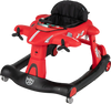 Bright red 6-in-1 baby walker features an airplane design, adjustable height, and detachable play platform for kids aged 6-18 months.
