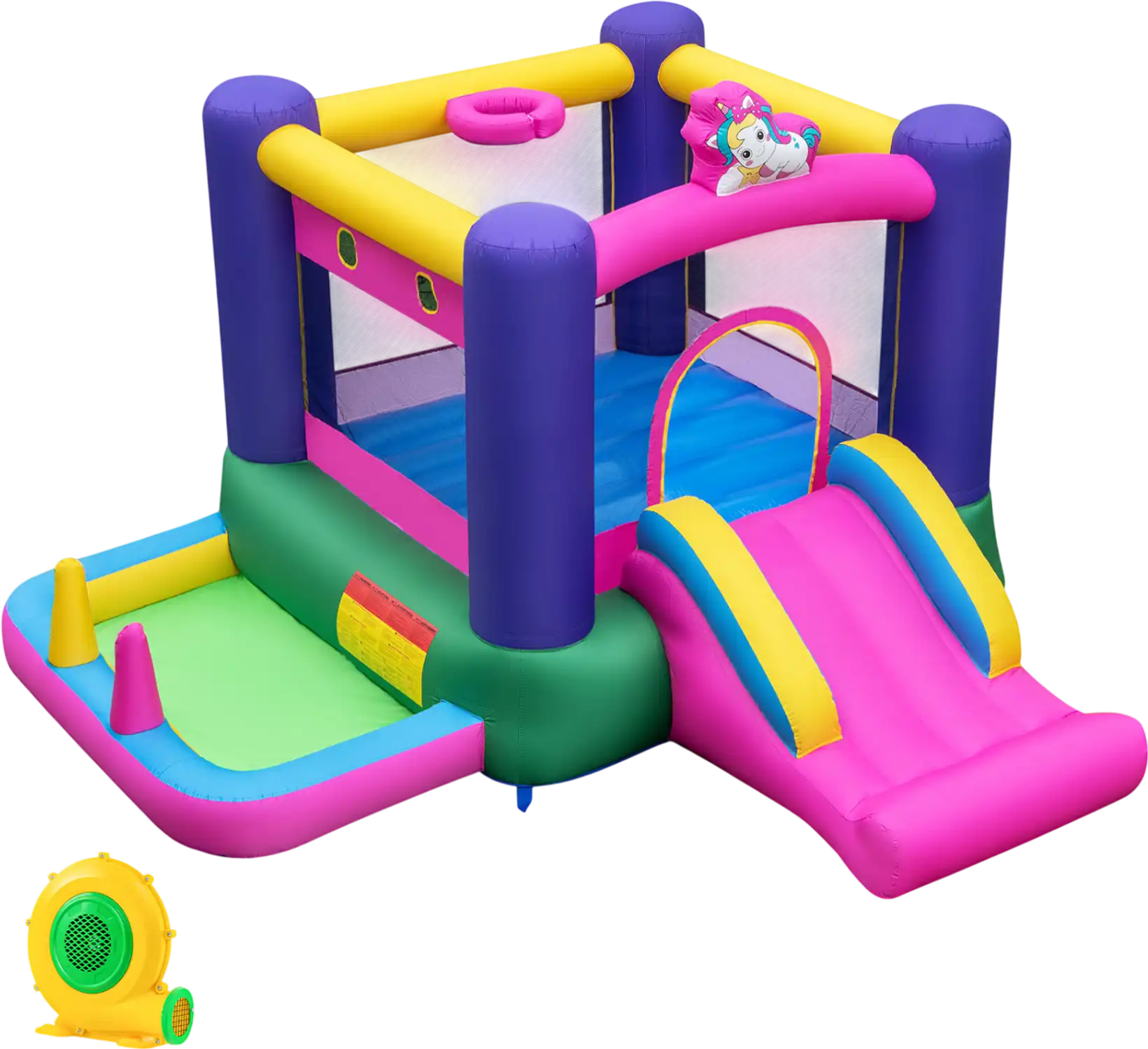 Costway 6-in-1 Inflatable Bounce House Bouncy Castle Slide Ball Pit w/ 370W Blower 53248691 New
