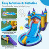 6-in-1 inflatable kids water park featuring a slide, splash pool, and basketball rim, perfect for outdoor fun.