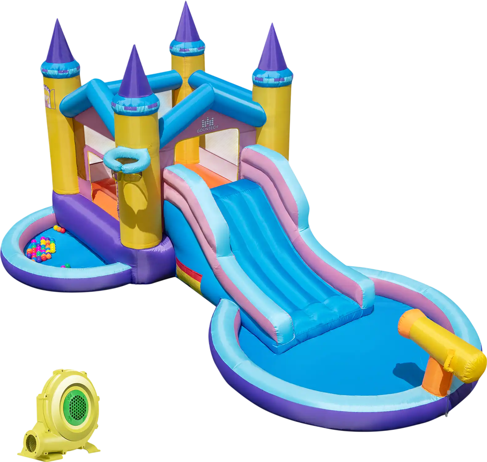 Costway 6-in-1 Inflatable Kids Water Park w/ 735W Blower 127395486 New