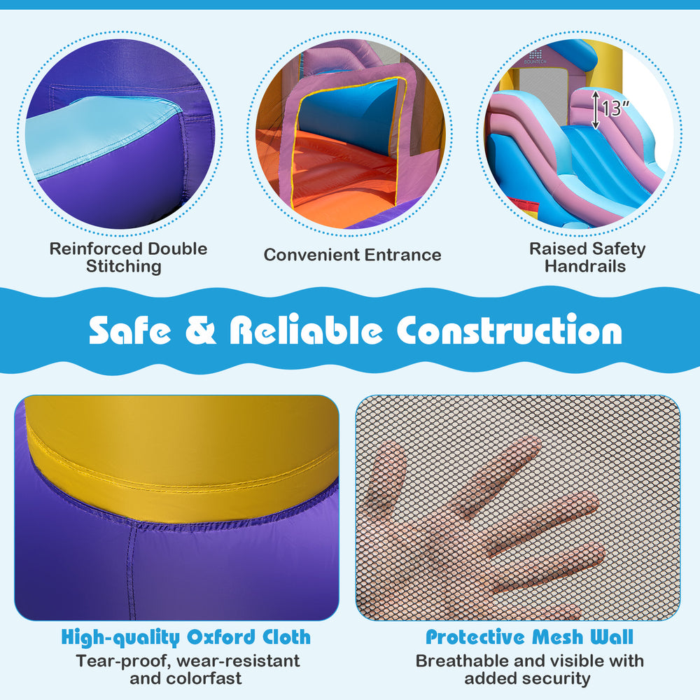 High-quality mesh wall detail of the 6-in-1 inflatable kids water park, ensuring safety and visibility during play.