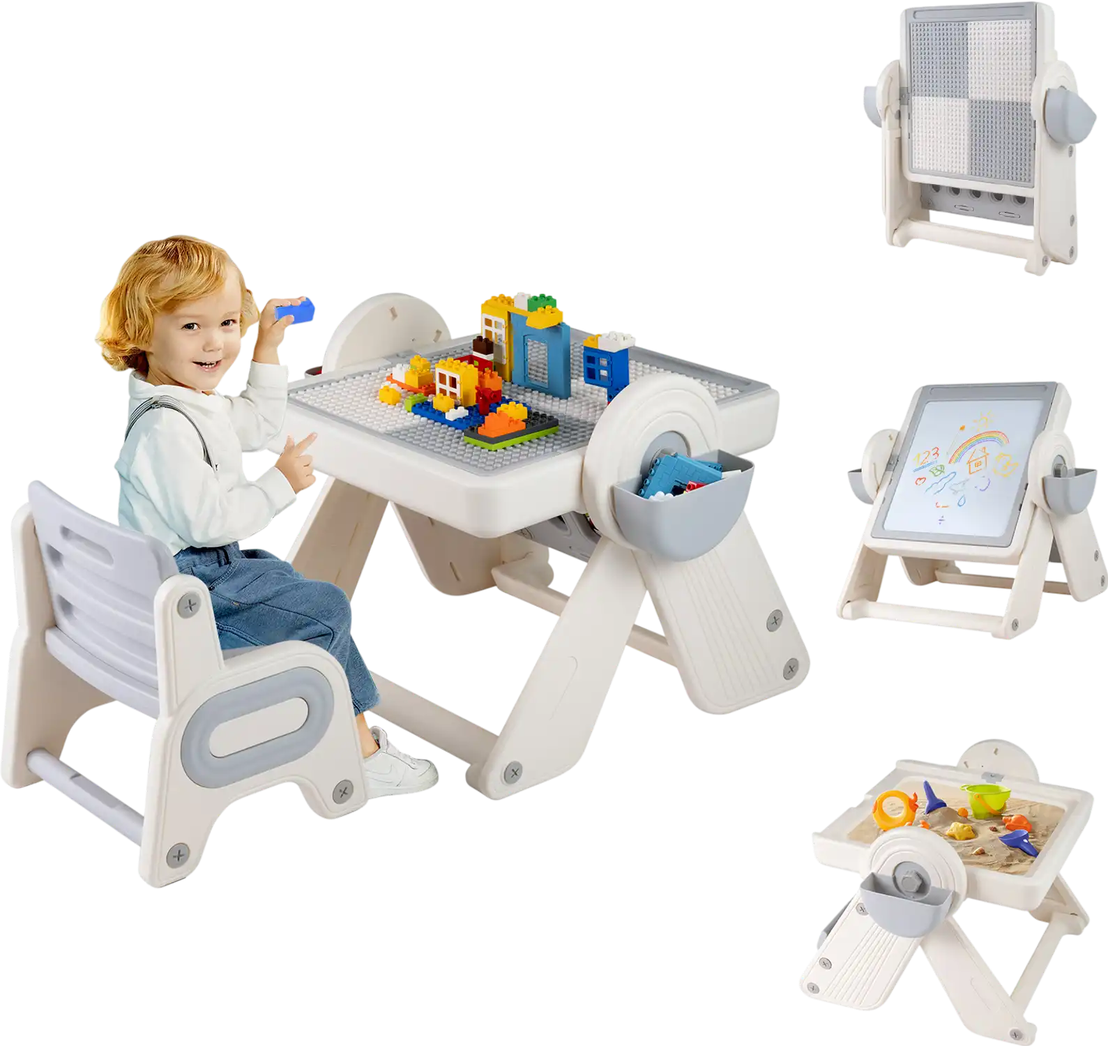Costway 6-in-1 Multi-Activity Kids Table & Chair Art Easel Set 97517472 New
