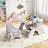 Children's gray and white 6-in-1 multi-activity table and chair set with building blocks, ideal for creative play and.