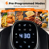 Control panel of the 6-in-1 Portable Glass Air Fryer with 6 pre-programmed modes for effortless cooking.