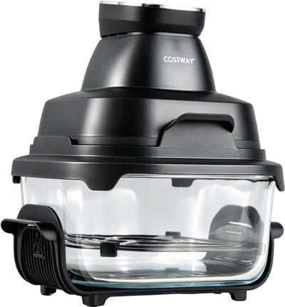 Costway 6-in-1 Portable Glass Air Fryer Dual Containers 1500W 18472397 New
