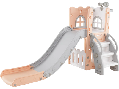 Costway 6-in-1 L-Shaped Toddler Slide Playground w/ Basketball Hoop Ladder 64733307 New