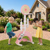 6-in-1 Toddler Basketball Hoop with 8 Adjustable Height for Indoor Outdoor 3+ Years-Pink - Gallery View 1 of 10