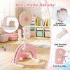 6-in-1 pink toddler basketball hoop features adjustable height, premium HDPE material, and safe rounded corners for active play.
