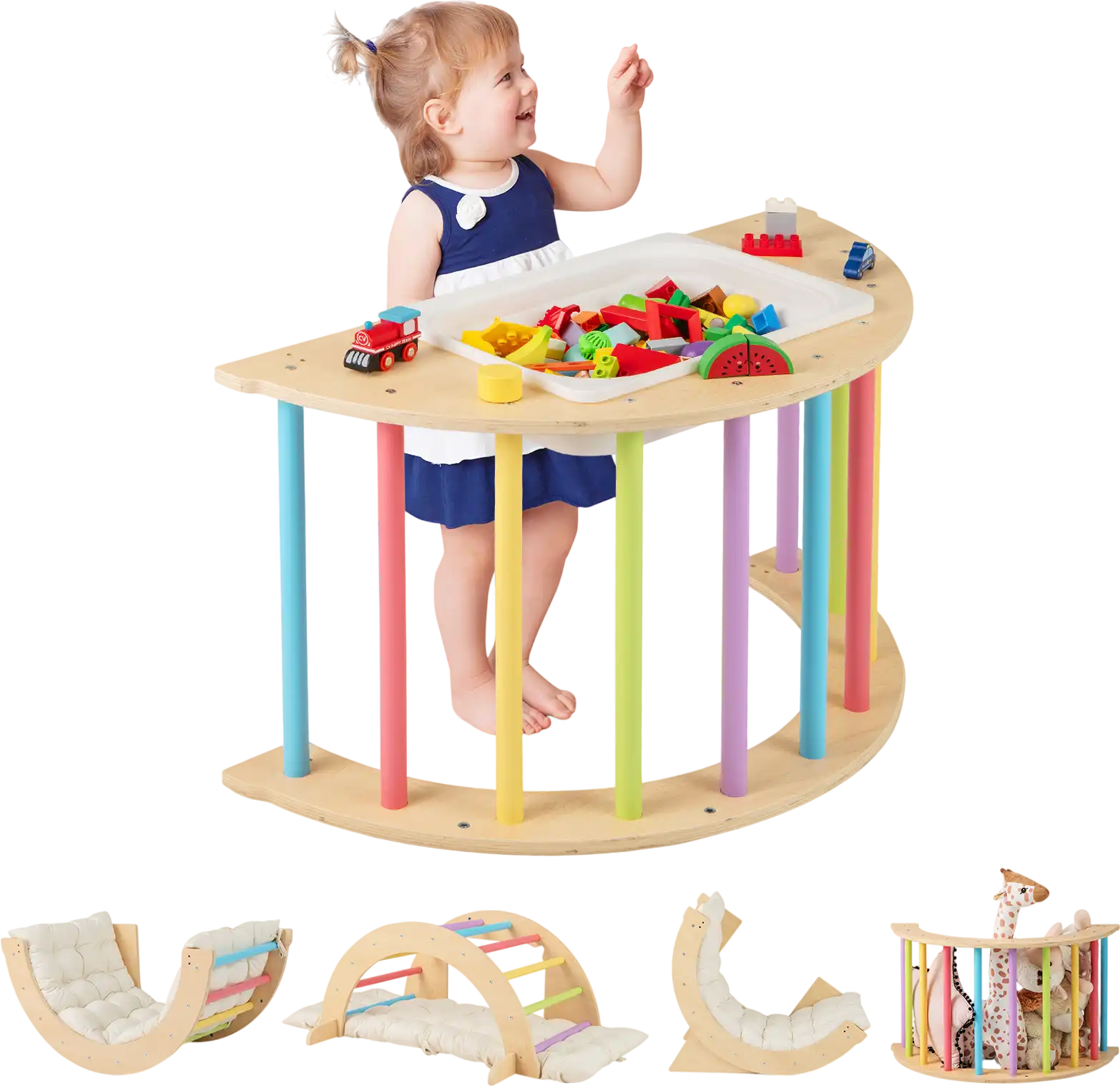 Costway 6-in-1 Kids Climbing Arch Playset Removable Cushion Stoppers 837194652 New