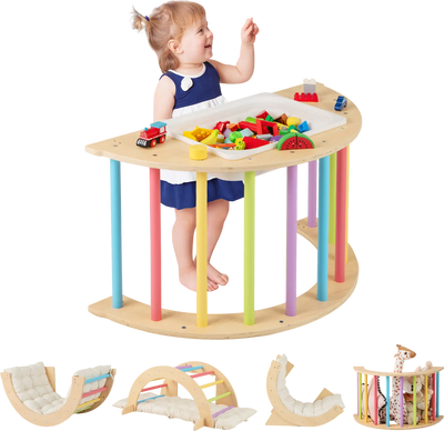 Costway 6-in-1 Kids Climbing Arch Playset Removable Cushion Stoppers 837194652 New