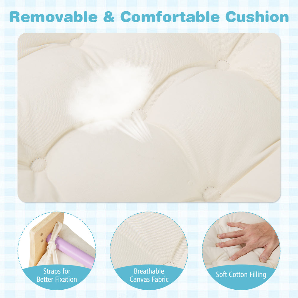 Removable cushion with soft cotton filling for the 6 in 1 Kids Climbing Arch Playset, ensuring comfort and safety.