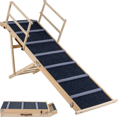 Costway Foldable 6-Level Height Adjustable Dog Ramp for Bed Couch 54988830 New