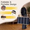 Foldable dog ramp with stainless steel latches and faux leather handle, designed for easy portability and compact.