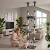 6-tier Floor to Ceiling Cat Tree with Plush Bed and Sisal Scratching Posts-Gray - Gallery View 1 of 9
