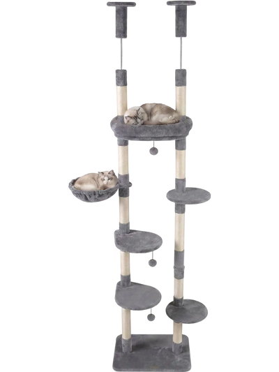 Costway 6-Tier Floor to Ceiling Cat Tree Plush Bed Sisal Scratching Posts 60589663 New