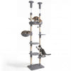 6-tier gray cat tree with plush bed, sisal scratching posts, and multiple platforms for climbing and napping.