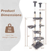 6-tier floor-to-ceiling cat tree in gray with plush bed, adjustable height, and sisal scratching posts for playful cats.