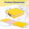 Yellow 6 x 2 FT tri-fold gym mat with handles, featuring a removable zippered cover for easy cleaning and storage.