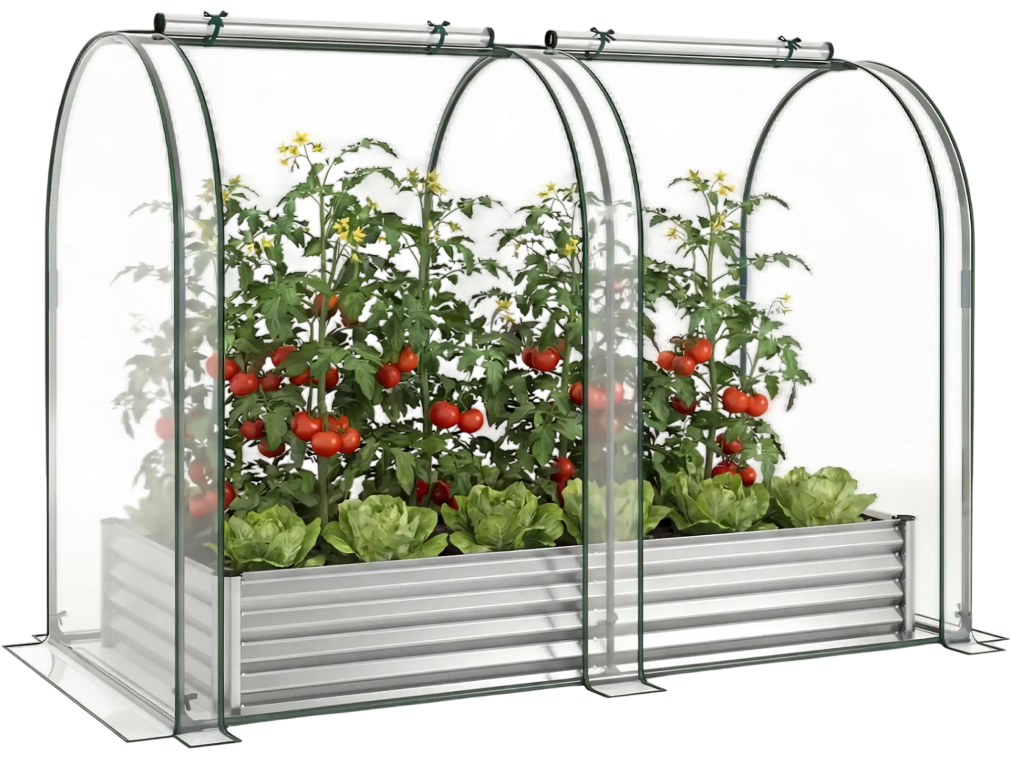 Costway 6' x 3' x 1' Galvanized Raised Garden Bed with Greenhouse Cover 34234503 New