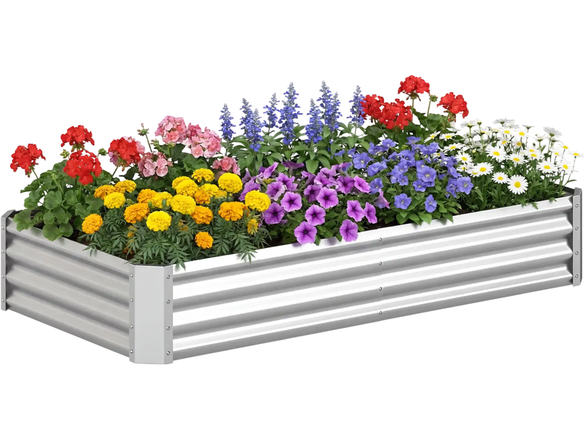 Costway 6' x 3' x 1' Galvanized Raised Garden Bed Open-Ended Base 12369430 New