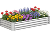 Galvanized raised garden bed with vibrant flowers, 6 x 3 x 1 FT, ideal for vegetables and herbs, featuring open-ended.