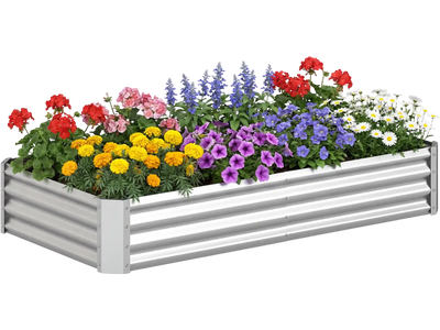 Costway 6' x 3' x 1' Galvanized Raised Garden Bed Open-Ended Base 12369430 New