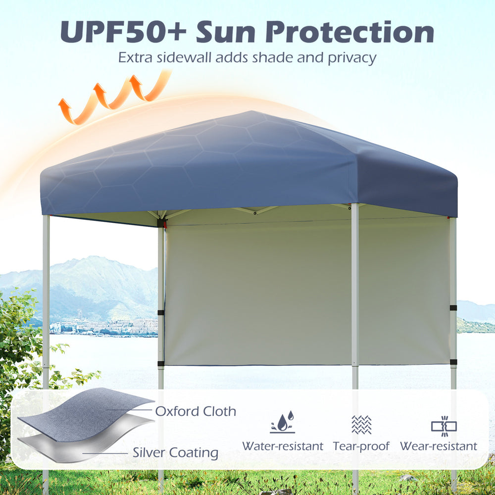 6 x 4 FT Pop-Up Canopy Tent with 1 Half Sidewall Easy Setup Folding Outdoor Sun Shelter - Gallery View 8 of 10