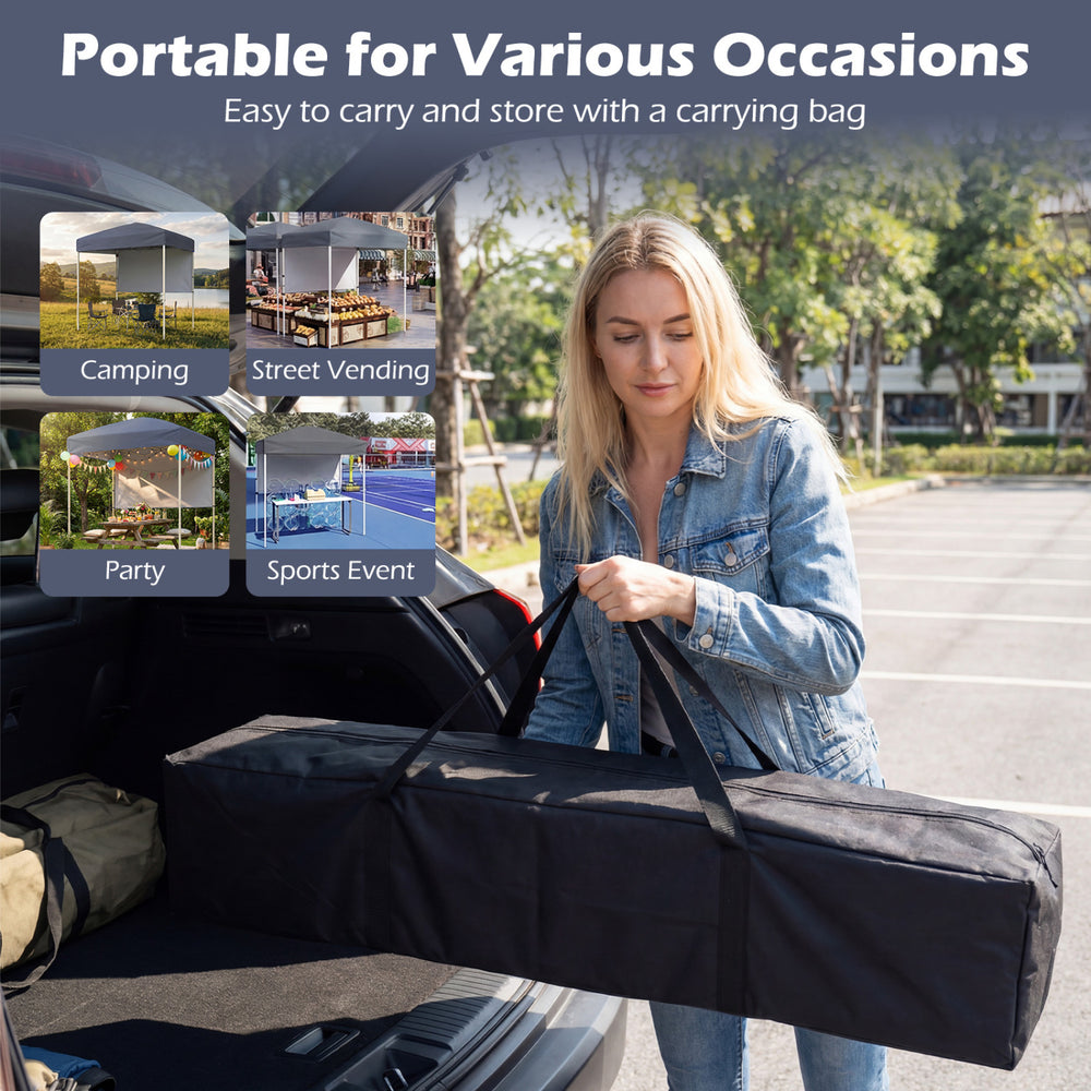 6 x 4 FT Pop-Up Canopy Tent with 1 Half Sidewall Easy Setup Folding Outdoor Sun Shelter - Gallery View 9 of 10