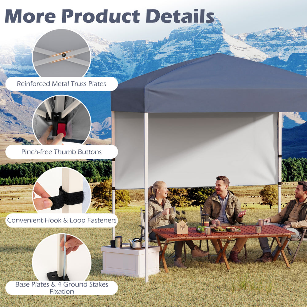 6 x 4 FT Pop-Up Canopy Tent with 1 Half Sidewall Easy Setup Folding Outdoor Sun Shelter - Gallery View 10 of 10