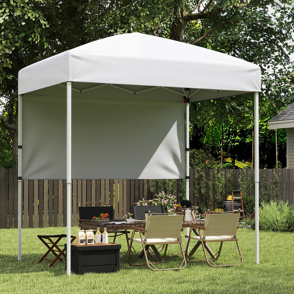 6 x 4 FT Pop-Up Canopy Tent with 1 Half Sidewall Easy Setup Folding Outdoor Sun Shelter-White - Gallery View 1 of 10