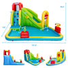 Close-up view of the Outdoor Inflatable Water Bounce House's climbing wall, featuring bright colors and durable Oxford.