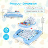 6 in 1 foldable baby walker in blue with adjustable height, music tray, and ergonomic backrest for growing kids.