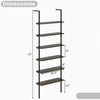 6-tier ladder shelf with oak finish, 72 inches tall, featuring sturdy construction for books and decor storage.