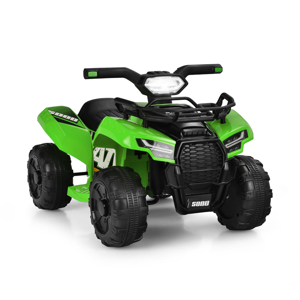 Green 6V kids ATV quad electric ride-on car featuring a sleek design, sturdy wheels, and engaging MP3 function for.