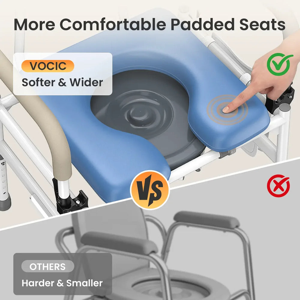 Vocic YR11 Commode Chair Flip-Up Armrests 400 lb. Capacity Height/Width Adjustable New