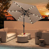 7.5 Feet Solar Powered Patio Umbrella with LED Lights and Crank Handle-Tan - Gallery View 1 of 10