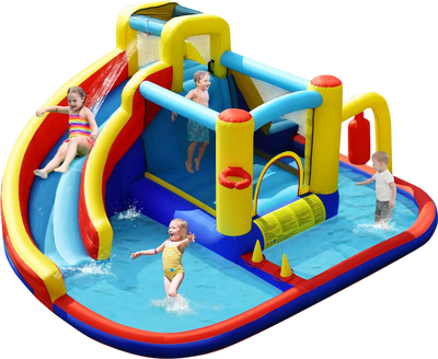 Costway 7-in-1 Inflatable Water Slide Bounce Castle Splash Pool Climbing Wall 70982364 New