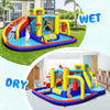 Inflatable 7-in-1 water slide bounce castle with splash pool, climbing wall, and games for outdoor fun.