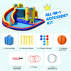 7-in-1 inflatable water slide bounce castle with splash pool, climbing wall, and accessory kit for outdoor fun.