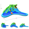 Dimensions of the inflatable crocodile style water slide showcasing length, height, and capacity for fun family.