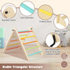 Toddler climbing toy with stable triangular structure, solid wood bars, and multicolor ramps for active play and.